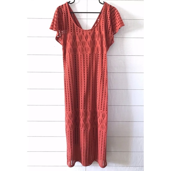 HD in Paris Orange Eyelet Piacere Midi Dress - Picture 2 of 8